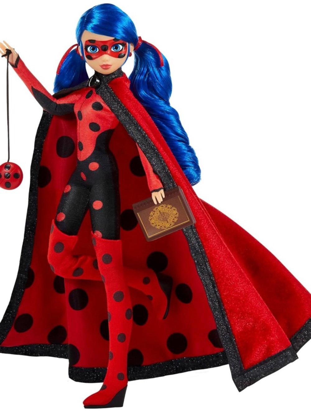 Ladybug-Inspired Red & Black Polka Dot Fashion Doll with Blue Hair